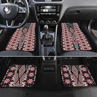 Red Aotearoa Tukutuku and Poutama Motif Car Mats LT03 Set 4pcs Red - Polynesian Pride