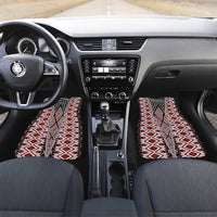 Red Aotearoa Tukutuku and Poutama Motif Car Mats LT03 Set 2pcs - Front Red - Polynesian Pride