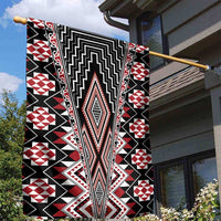 Red Aotearoa Tukutuku and Poutama Motif Garden Flag LT03 - Polynesian Pride