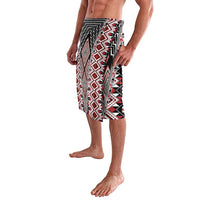 Red Aotearoa Tukutuku and Poutama Motif Lavalava LT03 - Polynesian Pride