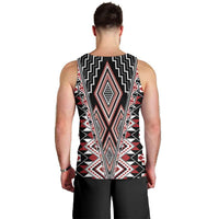 Red Aotearoa Tukutuku and Poutama Motif Men Tank Top LT03 - Polynesian Pride