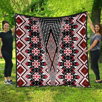 Red Aotearoa Tukutuku and Poutama Motif Quilt