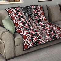 Red Aotearoa Tukutuku and Poutama Motif Quilt