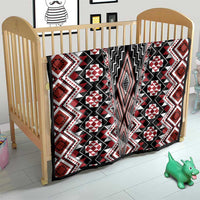 Red Aotearoa Tukutuku and Poutama Motif Quilt