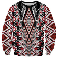 Red Aotearoa Tukutuku and Poutama Motif Sweatshirt LT03 Unisex Red - Polynesian Pride
