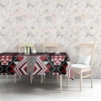 Red Aotearoa Tukutuku and Poutama Motif Tablecloth LT03 - Polynesian Pride