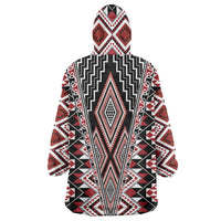 Red Aotearoa Tukutuku and Poutama Motif Wearable Blanket Hoodie LT03 - Polynesian Pride