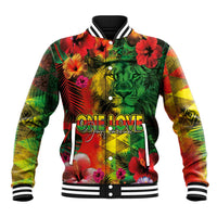 Hawaiian Reggae Baseball Jacket Tropical Plants and Tribal Kakau Tattoo-One Love Jawaiian LT03 Unisex Reggae - Polynesian Pride