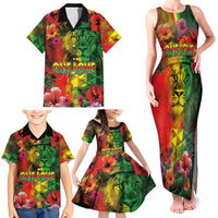 Hawaiian Reggae Family Matching Tank Maxi Dress and Hawaiian Shirt Tropical Plants and Tribal Kakau Tattoo-One Love Jawaiian