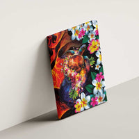Hawaiian Lei Day Canvas Wall Art Colorful Plumeria and Volcanic Turtle with Abstract Lava Texture LT03 - Polynesian Pride