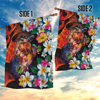 Hawaiian Lei Day Garden Flag Colorful Plumeria and Volcanic Turtle with Abstract Lava Texture LT03 - Polynesian Pride