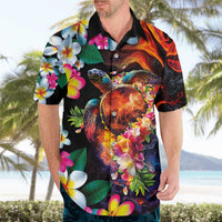 Hawaiian Lei Day Hawaiian Shirt Colorful Plumeria and Volcanic Turtle with Abstract Lava Texture LT03 - Polynesian Pride