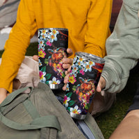Hawaiian Lei Day Tumbler Cup Colorful Plumeria and Volcanic Turtle with Abstract Lava Texture