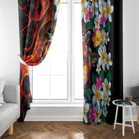 Hawaiian Lei Day Window Curtain Colorful Plumeria and Volcanic Turtle with Abstract Lava Texture LT03 - Polynesian Pride