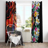 Hawaiian Lei Day Window Curtain Colorful Plumeria and Volcanic Turtle with Abstract Lava Texture LT03 - Polynesian Pride