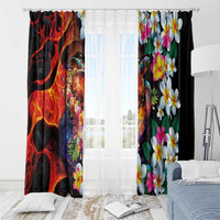 Hawaiian Lei Day Window Curtain Colorful Plumeria and Volcanic Turtle with Abstract Lava Texture LT03 - Polynesian Pride