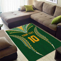 Custom Cook Islands Rugby League Area Rug Tatau Tribal Pattern-Special Edition Green Color