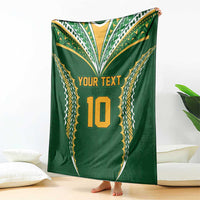 Custom Cook Islands Rugby League Blanket Tatau Tribal Pattern-Special Edition Green Color