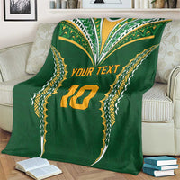 Custom Cook Islands Rugby League Blanket Tatau Tribal Pattern-Special Edition Green Color