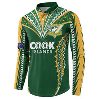 Custom Cook Islands Rugby League Button Sweatshirt Tatau Tribal Pattern-Special Edition Green Color