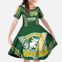 Custom Cook Islands Rugby League Family Matching Mermaid Dress and Hawaiian Shirt Tatau Tribal Pattern-Special Edition Green Color