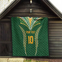 Custom Cook Islands Rugby League Quilt Tatau Tribal Pattern-Special Edition Green Color