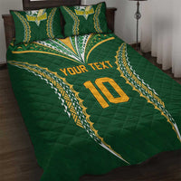 Custom Cook Islands Rugby League Quilt Bed Set Tatau Tribal Pattern-Special Edition Green Color