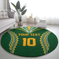 Custom Cook Islands Rugby League Round Carpet Tatau Tribal Pattern-Special Edition Green Color