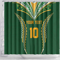 Custom Cook Islands Rugby League Shower Curtain Tatau Tribal Pattern-Special Edition Green Color