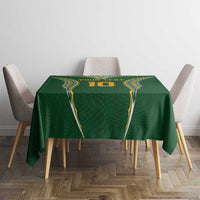Custom Cook Islands Rugby League Tablecloth Tatau Tribal Pattern-Special Edition Green Color