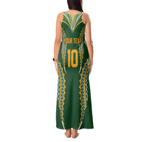 Custom Cook Islands Rugby League Tank Maxi Dress Tatau Tribal Pattern-Special Edition Green Color
