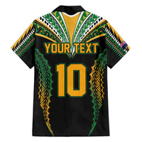 Custom Cook Islands Rugby League Family Matching Long Sleeve Bodycon Dress and Hawaiian Shirt Tatau Tribal Pattern-Special Edition Black Color