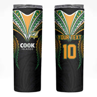 Custom Cook Island Rugby League 2025 Skinny Tumbler Tatau Tribal Pattern-Special Edition Black Color