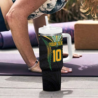 Custom Cook Island Rugby League 2025 Tumbler With Handle Tatau Tribal Pattern-Special Edition Black Color