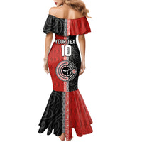 Custom Tonga and New Zealand Rugby Mermaid Dress Maori Mix Ngatu Pattern
