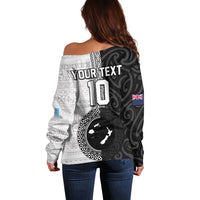 Custom Fiji and New Zealand Rugby Off Shoulder Sweater Tapa Mix Maori Pattern