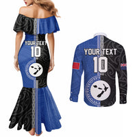 Custom Samoa and New Zealand Rugby Couples Matching Mermaid Dress and Long Sleeve Button Shirt Teuila Samoan and Maori Warrior