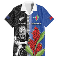 Custom Samoa and New Zealand Rugby Family Matching Long Sleeve Bodycon Dress and Hawaiian Shirt Teuila Samoan and Maori Warrior