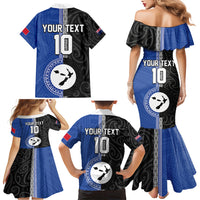 Custom Samoa and New Zealand Rugby Family Matching Mermaid Dress and Hawaiian Shirt Teuila Samoan and Maori Warrior