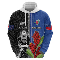 Custom Samoa and New Zealand Rugby Hoodie Teuila Samoan and Maori Warrior