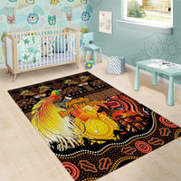 Australia and Papua New Guinea Together Area Rug Kangaroo Aboriginal Art and Bird-of-paradise Oro Tribal Motifs - Polynesian Pride