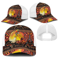 Australia and Papua New Guinea Together Baseball Net Cap Kangaroo Aboriginal Art and Bird-of-paradise with Oro Tribal Motifs - Polynesian Pride