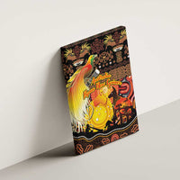 Australia and Papua New Guinea Together Canvas Wall Art Kangaroo Aboriginal Art and Bird-of-paradise Oro Tribal Motifs - Polynesian Pride