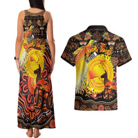 Personalized Australia and Papua New Guinea Together Couples Matching Tank Maxi Dress and Hawaiian Shirt Kangaroo Aboriginal Art and Bird-of-paradise Oro Tribal Motifs - Polynesian Pride