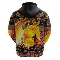 Personalized Australia and Papua New Guinea Together Hoodie Kangaroo Aboriginal Art and Bird-of-paradise Oro Tribal Motifs - Polynesian Pride