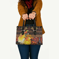 Australia and Papua New Guinea Together Leather Bag Kangaroo Aboriginal Art and Bird-of-paradise Oro Tribal Motifs - Polynesian Pride