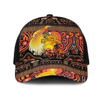 Australia and Papua New Guinea Together Mesh Trucker Cap Kangaroo Aboriginal Art and Bird-of-paradise with Oro Tribal Motifs - Polynesian Pride