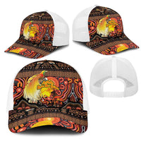 Australia and Papua New Guinea Together Mesh Trucker Cap Kangaroo Aboriginal Art and Bird-of-paradise with Oro Tribal Motifs - Polynesian Pride