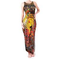 Personalized Australia and Papua New Guinea Together Tank Maxi Dress Kangaroo Aboriginal Art and Bird-of-paradise Oro Tribal Motifs - Polynesian Pride