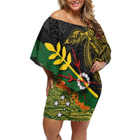 Personalized Chimpu Province Papua New Guinea Off Shoulder Short Dress Bird-of-paradise Art Tattoo and Melanesian Motifs - Polynesian Pride